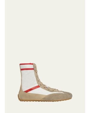 McQueen Boxe Mixed Media High-Top Sneakers - White