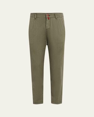 Kiton Washed Wool Slim Four-Pocket Pants - Green