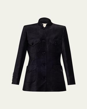 LIBEROWE Raja Velvet Single-Breasted Jacket - Blue