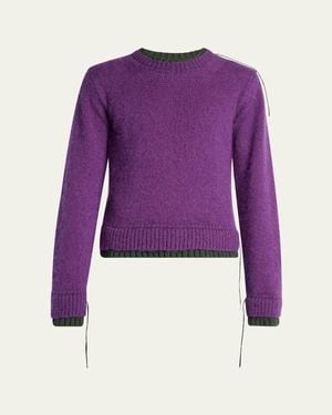 Sacai Mohair Knit Layered Crewneck Sweater - Purple