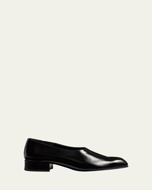 KHAITE Colt Leather Slip-On Loafers - Black