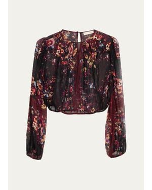 Ulla Johnson Elenora Floral Silk Blouse - Red