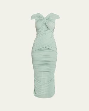 Ronny Kobo Nasha Cutout Ruched Bodycon Maxi Dress - Green