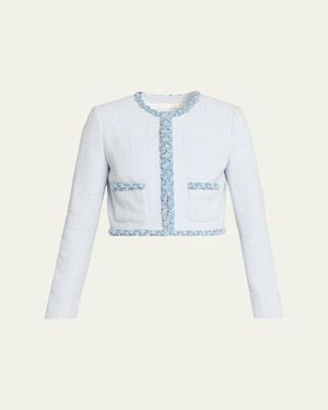 LoveShackFancy Azula Tweed Jacket - Blue