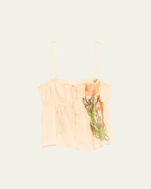 Ulla Johnson Water Blossoms Tallulah Coverup Top - Natural