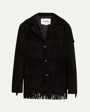 RE/DONE Suede Fringe Jacket - Black