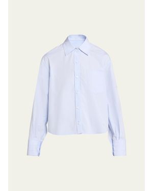 Maria McManus Organic Cotton Cropped Button-Down Shirt - Blue