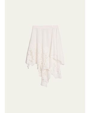 Ronny Kobo Ashley Embroidered Asymmetric Cotton Skirt - Natural