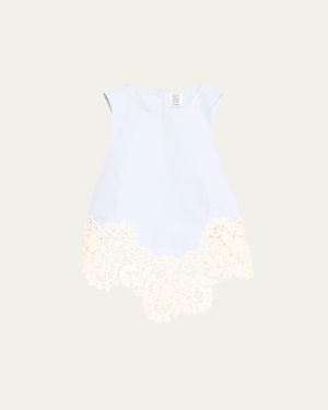 Rosie Assoulin Scallop Lace High-Low Tank Top - White