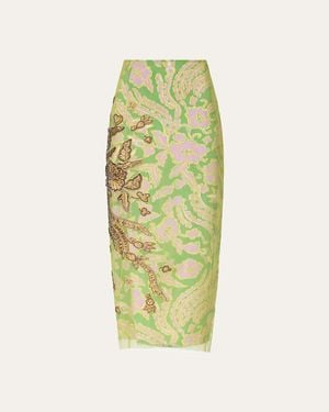 Diane von Furstenberg X Henry Zankov Gramercy Beaded Floral-Print Maxi Skirt - Green