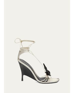 McQueen 110Mm Koko Strappy Leather Wedge Sandals - White