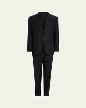 Tom Ford Wool Flannel Notch Lapel Two-Piece Suit - Black