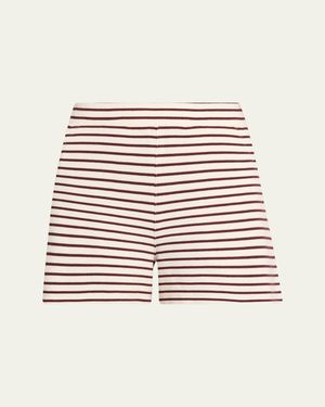 Veronica Beard Brighton Striped Knit Shorts - White
