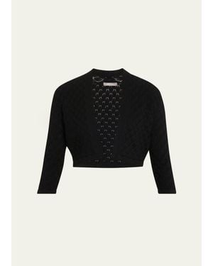 Lela Rose Pointelle Knit Bolero Jacket - Black