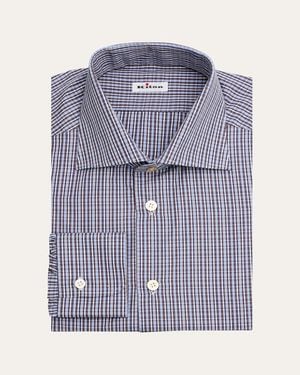 Kiton Cotton Plaid Dress Shirt - Blue