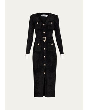 Self-Portrait Chenille Knit Midi Dress - Black