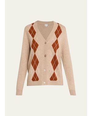 Kule Argyle V-Neck Cardigan - Natural