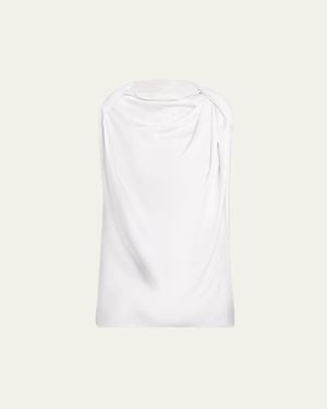 Michael Kors Sleeveless Draped High-Neck Blouse - White