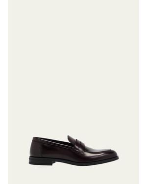 Stuart Weitzman Club Burnished Leather Penny Loafers - White