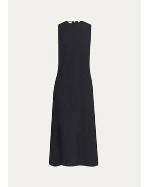 Vince Sleeveless Bias-Cut Linen-Blend Dress - Blue