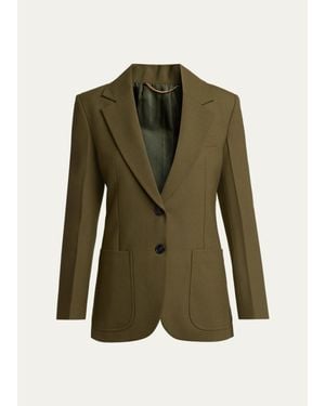 Victoria Beckham Katherine Patch Pocket Wool Single-Breasted Jacket - Green