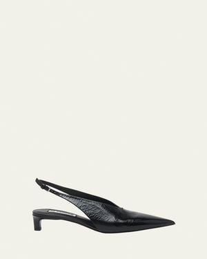 Jil Sander Calfskin Slingback Ballerina Pumps - Natural