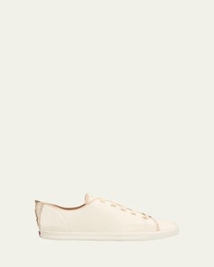 Prada Distressed Low-Top Leather Sneakers - Natural