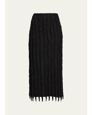 Zankov Merino Wool/Silk Pleated Maxi Skirt - Black