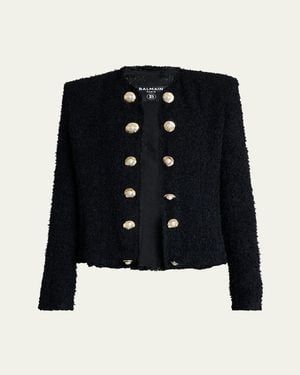 Balmain Two-Tone Button Tweed Spencer Jacket - Black