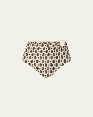 Johanna Ortiz Paisleys High-Waist Bikini Bottoms - White