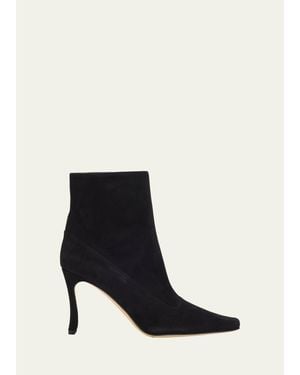 Manolo Blahnik 90Mm Gostatu Suede Ankle Booties - Black