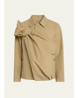 Simone Rocha Pleated Bow Shirt Jacket - Natural