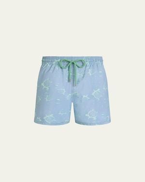 Vilebrequin Bubbles And Turtles Packable Swim Trunks - Blue