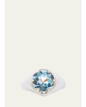 Bea Bongiasca Da Funkadelic Signet Ring With Enamel And Topaz - Blue