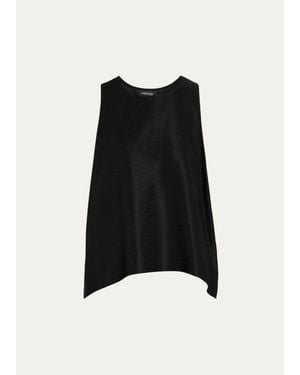 Eskandar A-Line Shimmer Silk Shell - Black