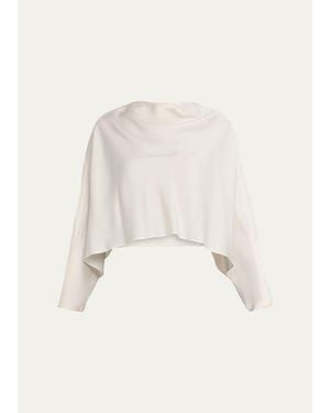 Jonathan Simkhai Bearitz Draped Cowl-Neck Satin Top - Natural