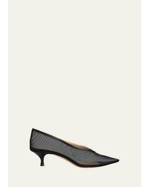 Le Monde Beryl 40Mm Babouche Mesh Kitten-Heel Pumps - Natural