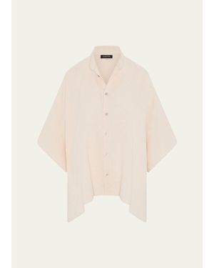 Eskandar A-Line Textured Silk Shirt - Natural