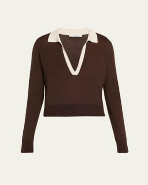 FRAME The Two-Tone Polo Sweater - Brown