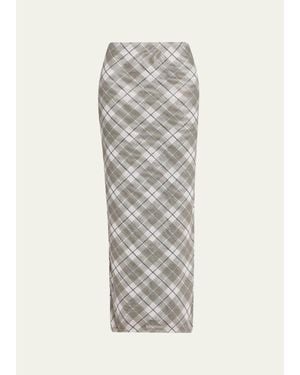Ronny Kobo Azana Plaid-Print Mesh Maxi Skirt - White