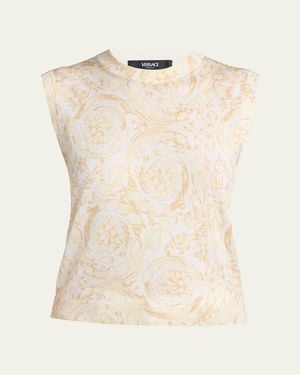 Versace Barocco &Apos;92 Sleeveless Knit Top - Natural