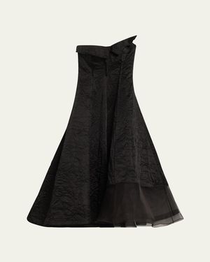 Jason Wu Crushed Satin Deconstructed Strapless Gown - Black