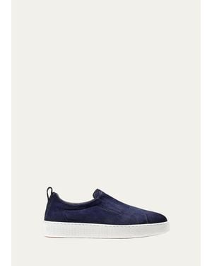 Santoni Victory Suede Low-Top Sneakers - Blue