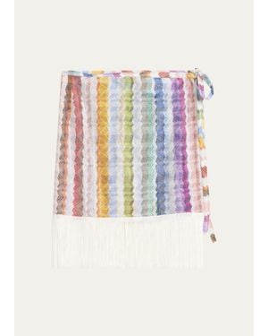 Missoni Chevron Fringe Sarong Mini Skirt - White