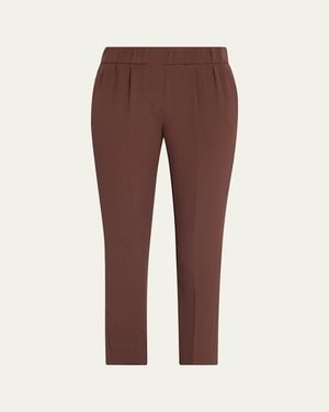 Brunello Cucinelli Silk Crepe Slim-Leg Ankle Pull-On Pants - Purple