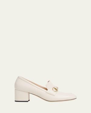 Gucci Lady Horsebit Nappa Leather Pumps - Natural