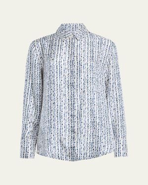 Altuzarra Chika Silk Button-Front Top - Blue