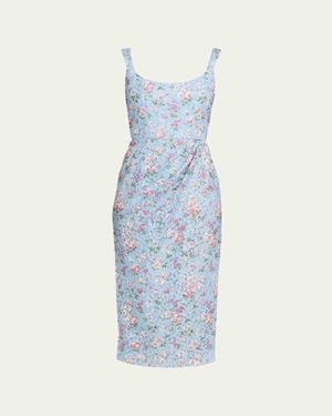 Markarian Marla Floral-Lace Wrap Midi Dress - Blue