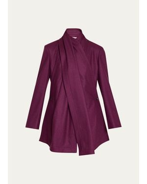 Issey Miyake Manner Wool-Blend Crisscross Scarf Tailored Jacket - Purple