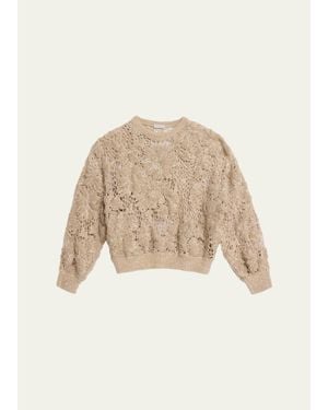 Brunello Cucinelli Couture Mohair Floral And Sequin Sweater - Natural